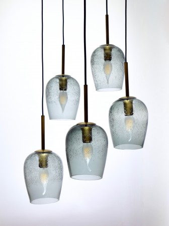 古銅金色氣泡玻璃5燈吊燈-BNL00138
