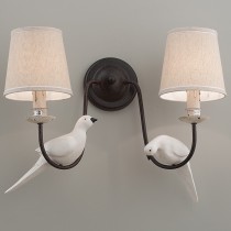 鄉村風小鳥裝飾布燈罩雙壁燈