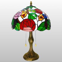 蒂芬尼玫瑰花手工彩繪玻璃桌燈