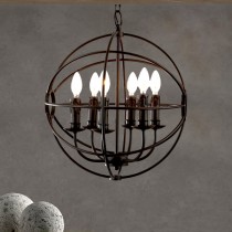Loft鏤空圓球蠟燭工業風吊燈-客製品